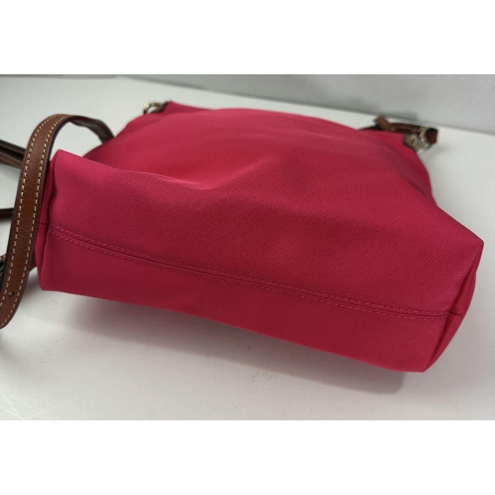 Dooney & Bourke Nylon Zip Crossbody Shoulder Bag Fuchsia Pink Leather Purse - Picture 11 of 15